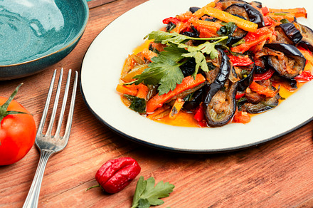 Aubergine saute, tasty vegetable, a Food & Drink Photo by MLunov MLunov