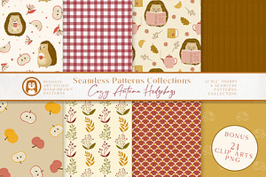 Autumn Hedgehogs Pattern Collection