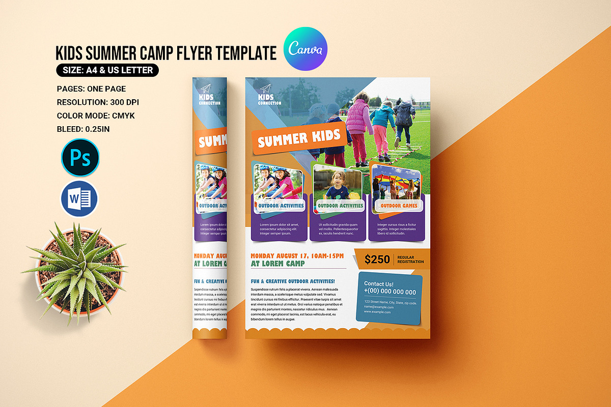 Kids Summer Camp Flyer, a Print Template by retrographix (Photo 1 of 5)