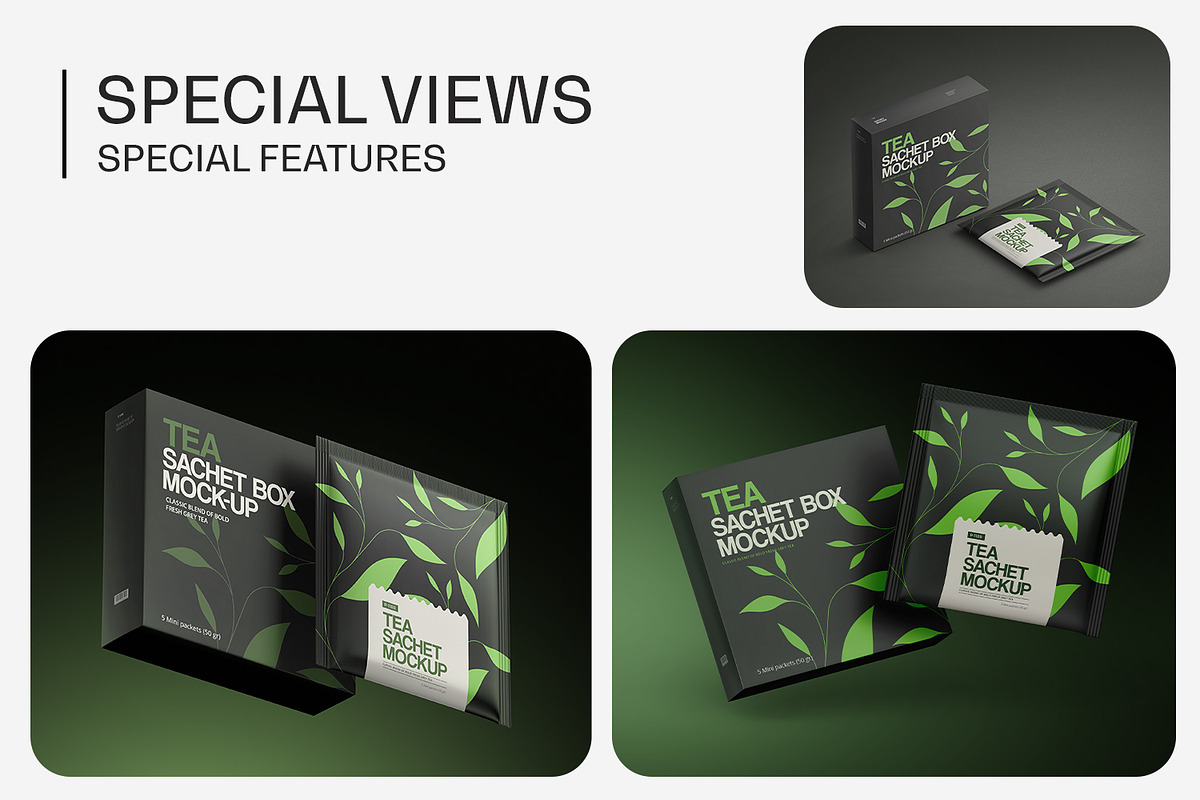 Tea Sachets with Box Mockup, a Packaging Mockup by Ram Studio (Photo 25 of 27)