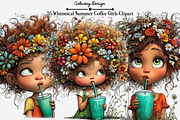 Whimsical Summer Coffee Girls Clipar, an Illustration by GatewayDesign (Thumbnail 1 of 6)
