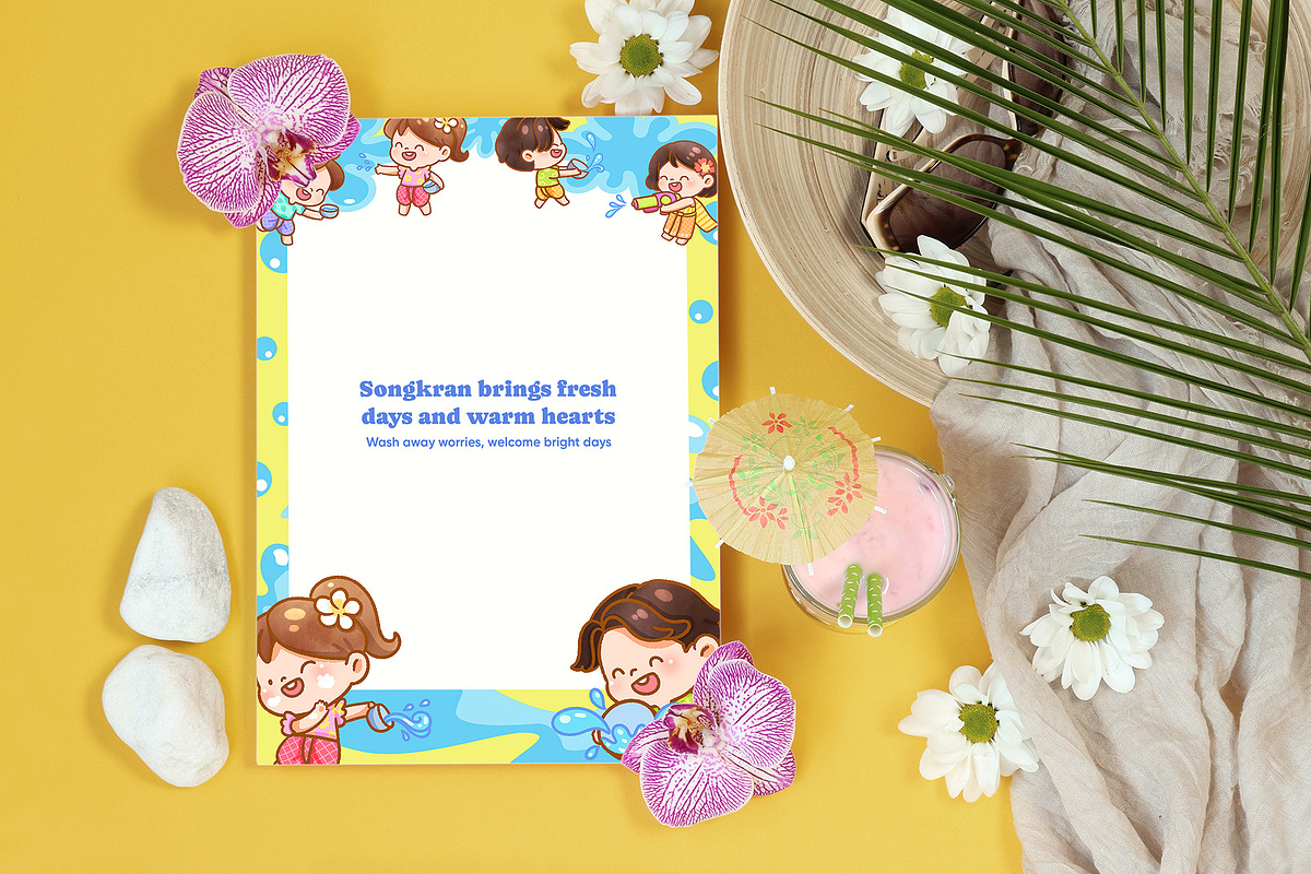 Thai Kids Songkran Splash Digital, a Seasonal Illustration by CreativeValuation (Photo 9 of 11)