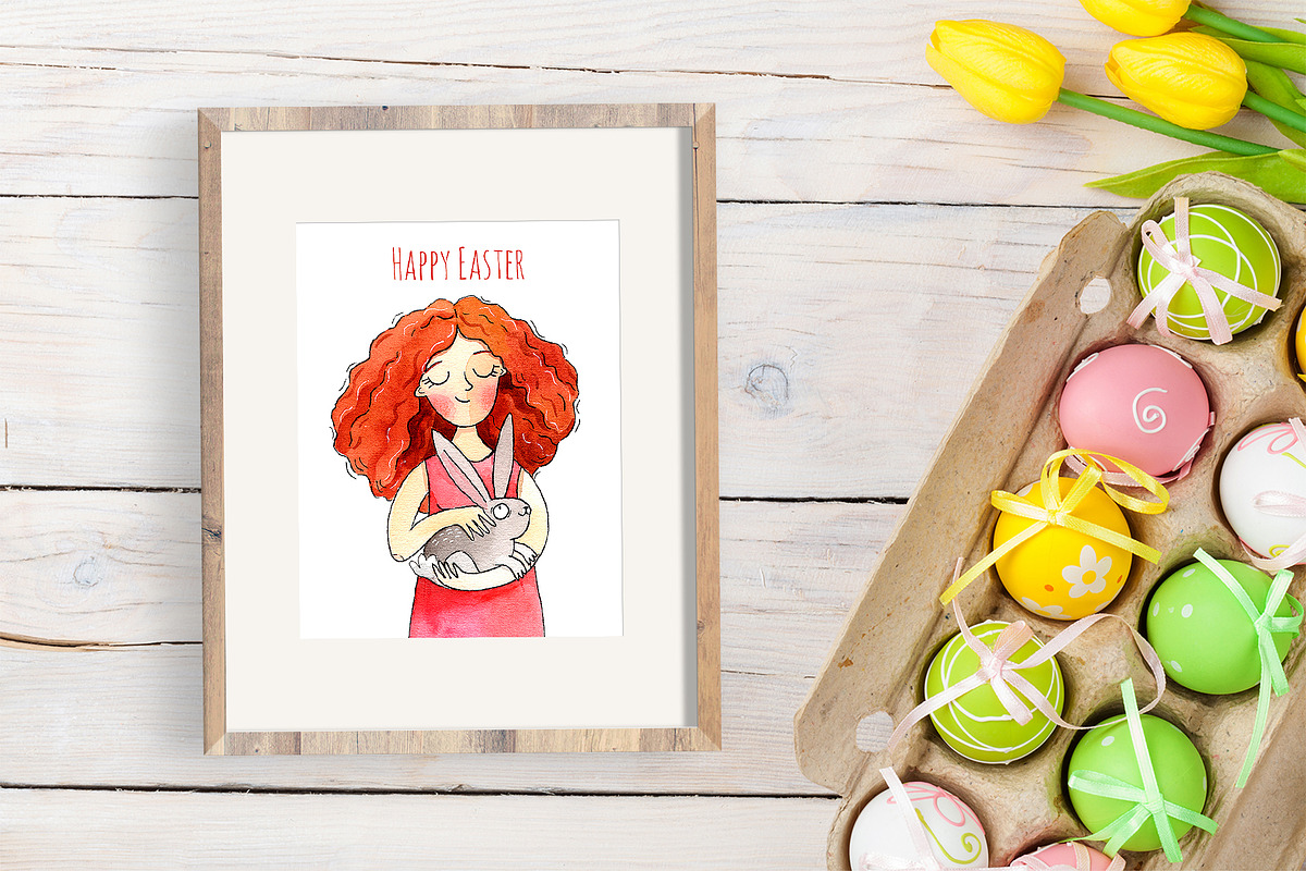 Spring Girl watercolor clipart set, a Decorative Illustration by Ekaterina Goncharova (Photo 4 of 4)