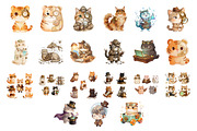 Steampunk Cat Clipart Set - 21 PNG, an Animal Illustration by InkyQueenArt (Thumbnail 5 of 7)