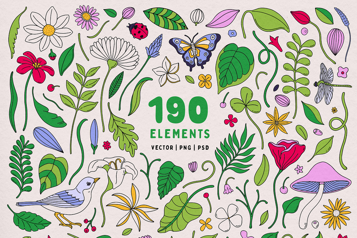 Wild Garden Vector Collection, a Pattern Graphic by rouxsupplyco (Photo 9 of 13)