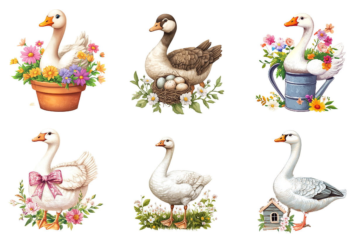 Spring Goose Clipart PNG, an Illustration by Designking (Photo 2 of 5)