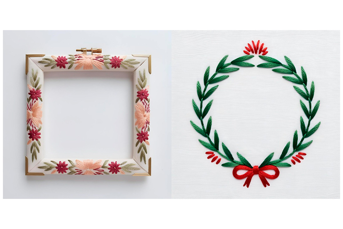 Floral Frame Border Embroidery, a Background Graphic by IrySha (Photo 5 of 7)