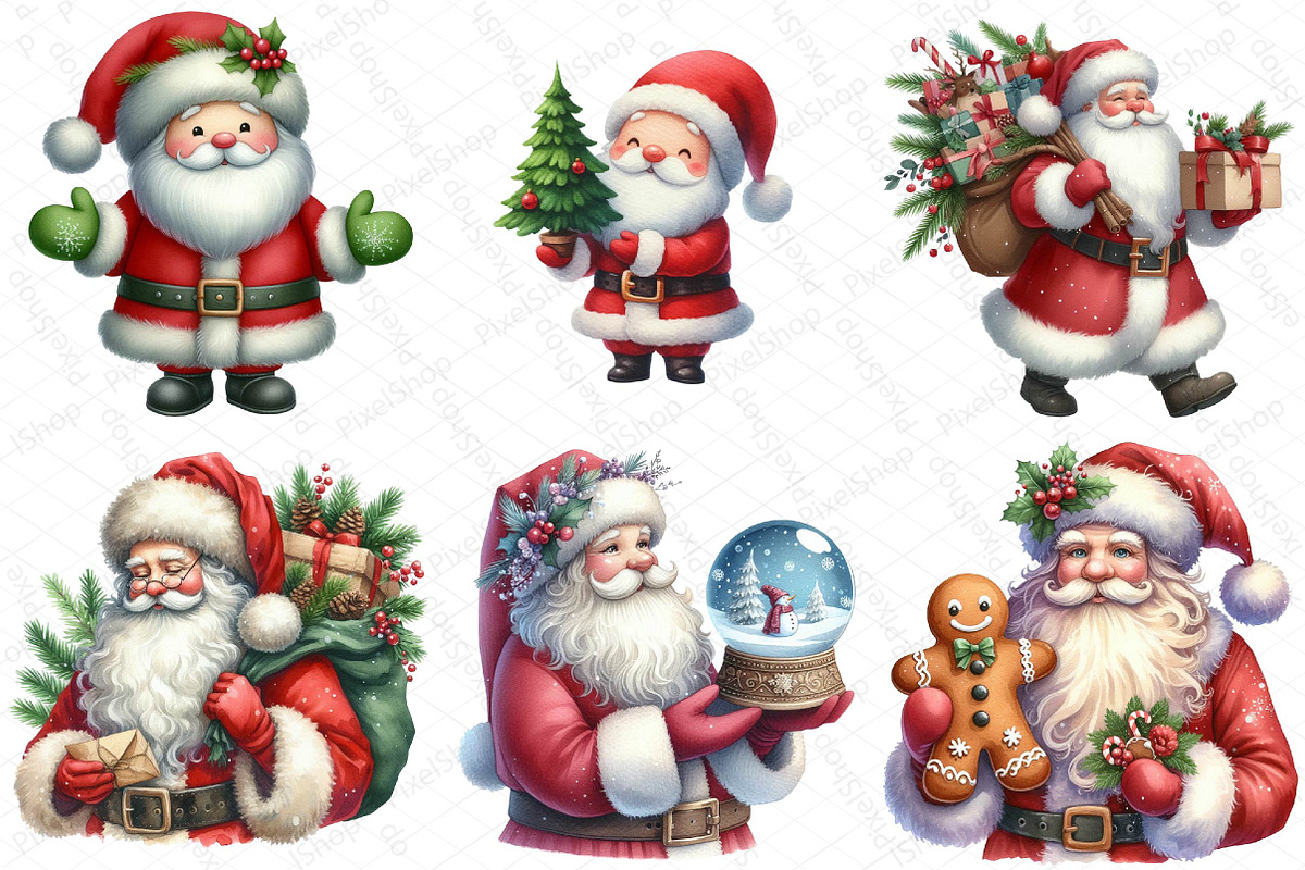Watercolor Santa Clipart, an Illustration by DreamPrint404 (Photo 4 of 6)
