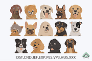 Cute Dog Faces Embroidery Bundle, a Solid Icon by Craft Nest (Thumbnail 1 of 6)