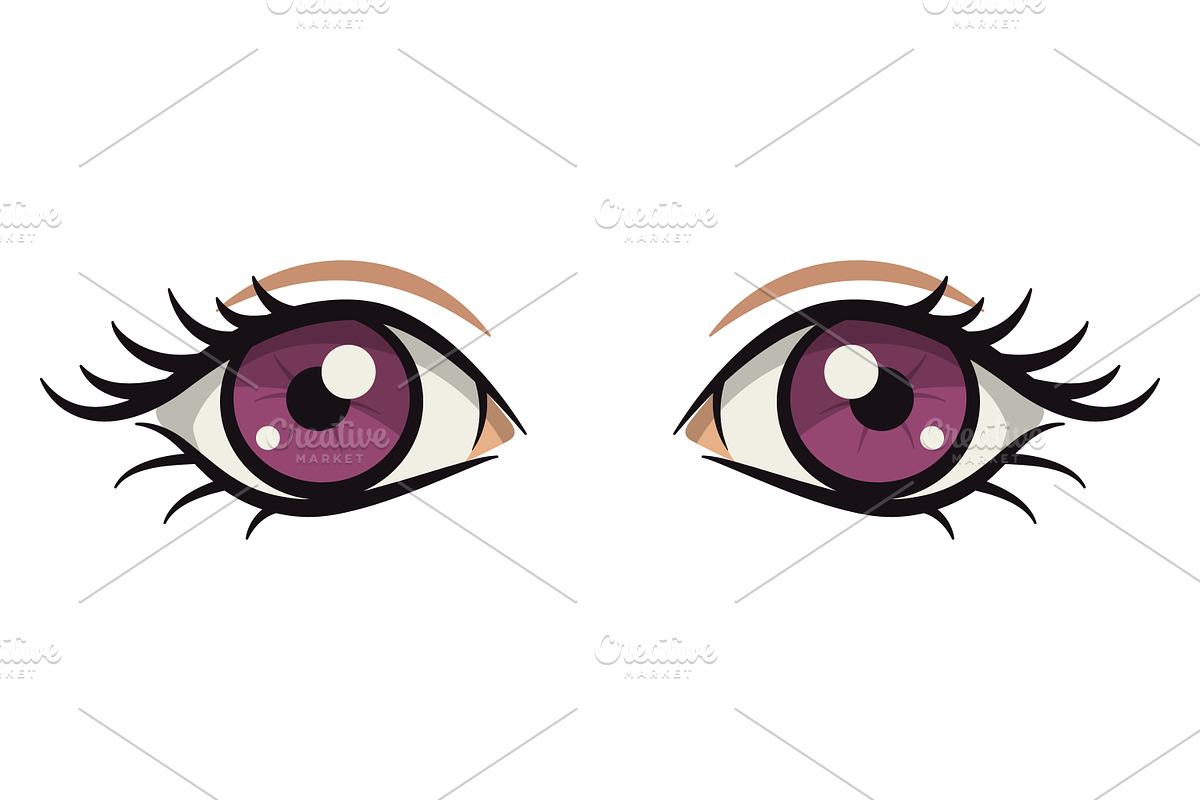 Anime Style Vector Set of Flat Eyes., a Person Illustration by Gomolach (Photo 10 of 25)