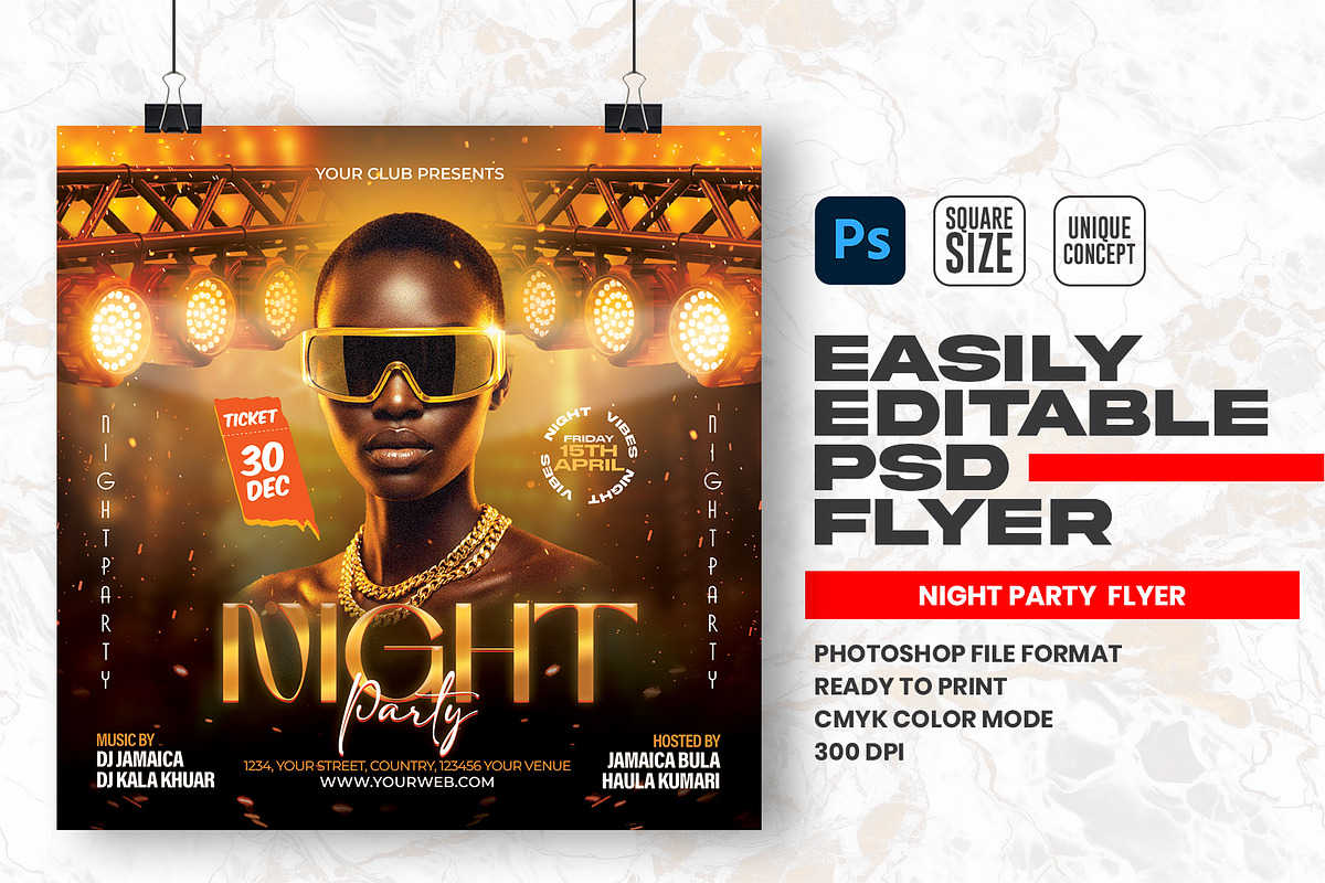 Night Party Flyer Design Template, a Flyer Template by Shajib Shikder (Photo 1 of 2)