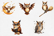 Halloween Owls Clipart PNG, an Illustration by CrexoraLab (Thumbnail 4 of 5)