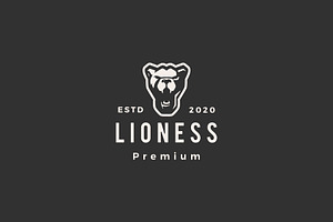 Lioness Hipster Vintage Logo Vector