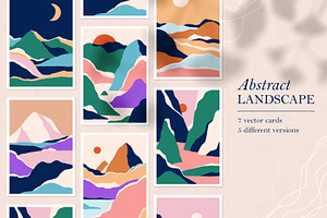 Abstract nature landscapes cards set, a Decorative Illustration by Good Studio