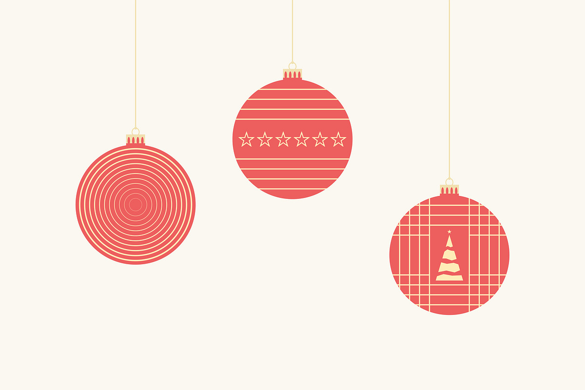 Three types of Christmas baubles, a Decorative Illustration by David Khelashvili
