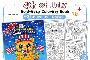 Bold and Easy 4th of July Coloring, a Seasonal Illustration by Coco Bloom
