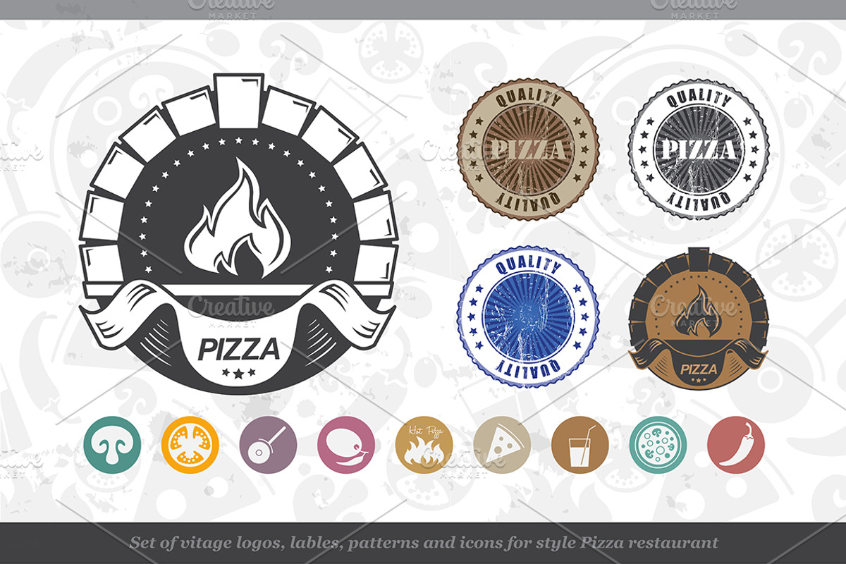 Set of Icons Pizza Restourant, an Icon by GalaStudio