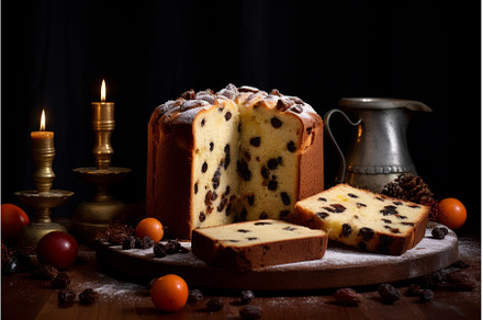 Panettone bakery food sliced at, a Food & Drink Photo by Ylivdesign