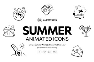 Animated Summer and Beach Doodles, an Outline Icon by Prosymbols