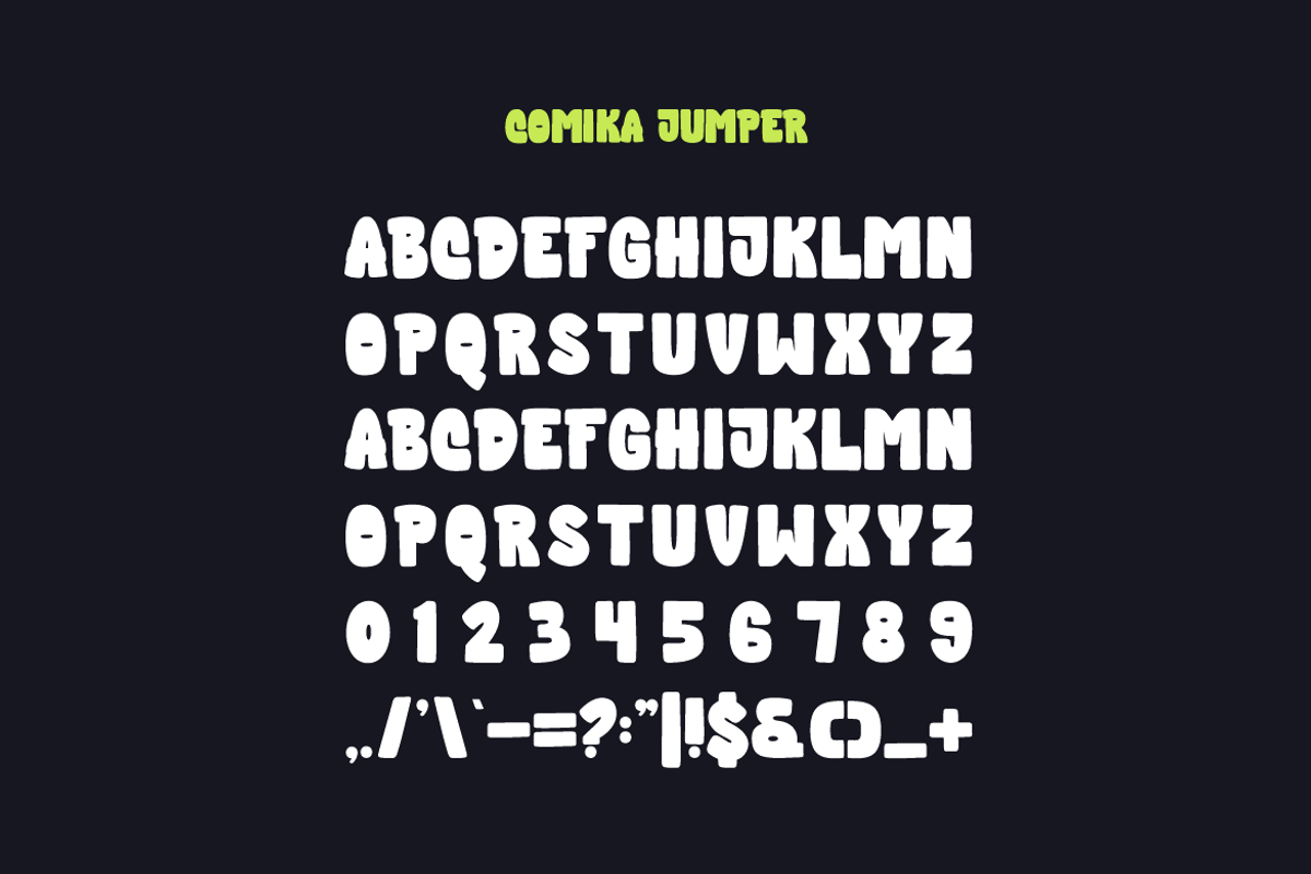 Comika Jumper - Kids & Funny Font, a Sans Serif Font by Iqsiart Studio (Photo 4 of 6)