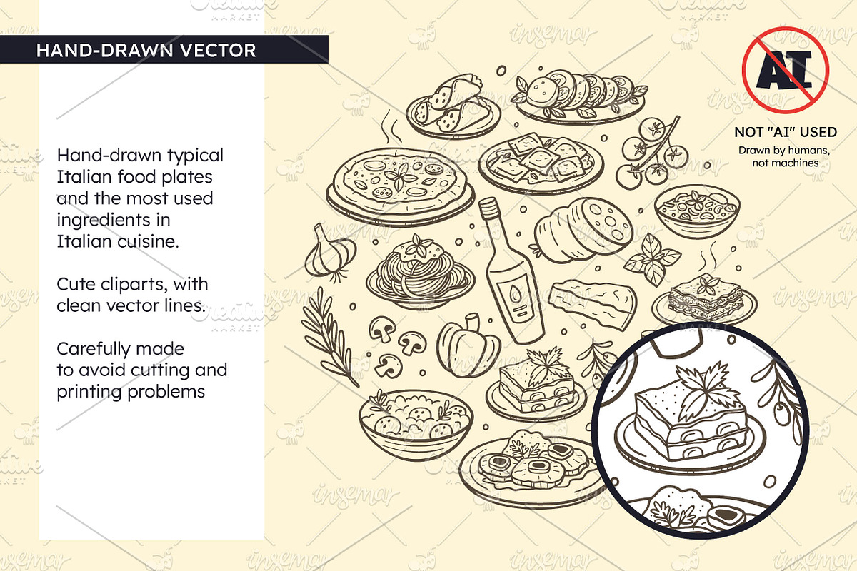 Italian Food Doodle Clip Art, a Food Illustration by insemar (Photo 2 of 4)