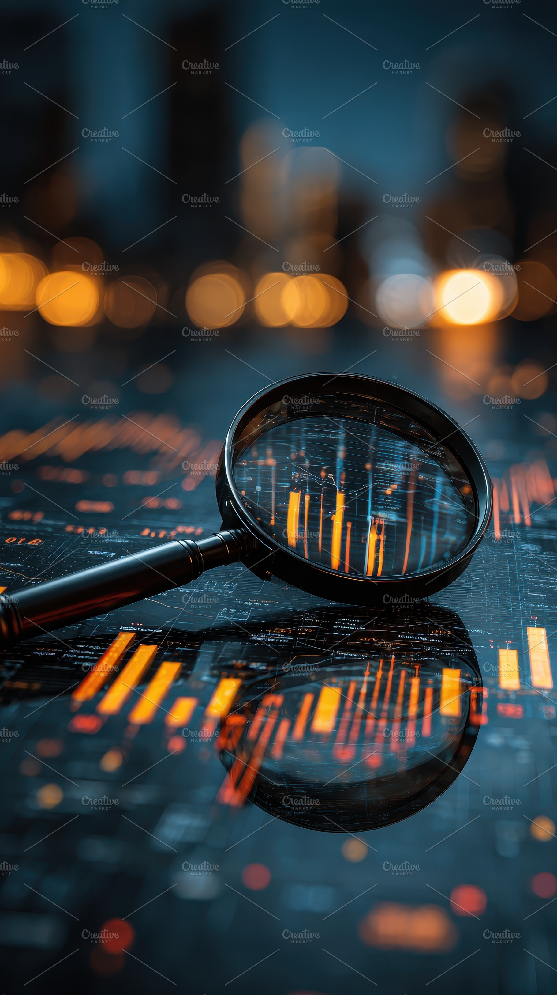 Magnifying Glass Analyzing Data Char, a Photo by Pixeness Studio