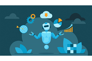 Multitasking support of chat bot, a Technology Illustration by Lemberg Vector