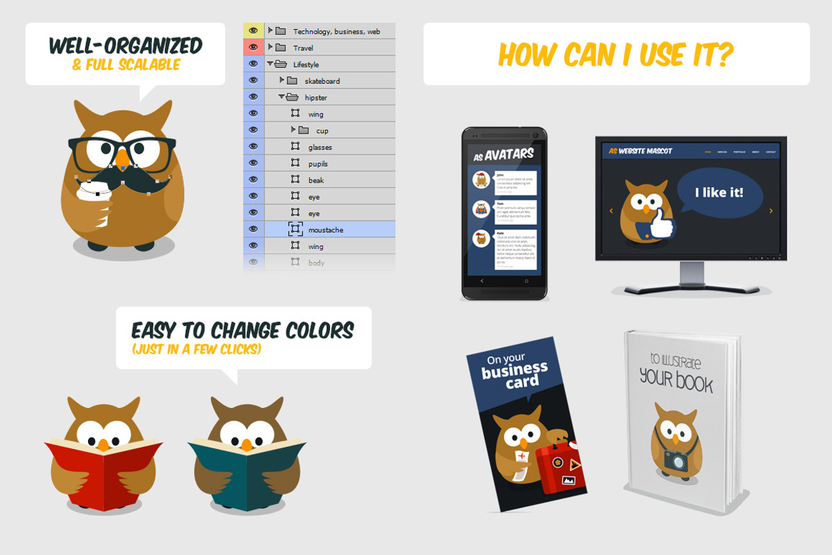 Owl - Vector Webiste Mascot, an Animal Illustration by wowu (Photo 5 of 5)
