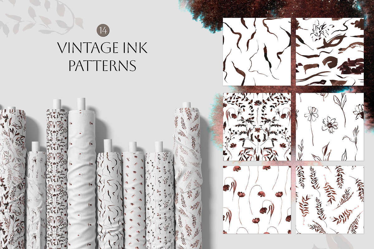 Vintage Ink- Flowers & Backgrounds, a Decorative Illustration by Les Frolova (Photo 11 of 15)