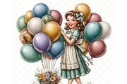 Balloon girl Clipart JPG, a Person Illustration by Memories By Lea (Thumbnail 9 of 18)