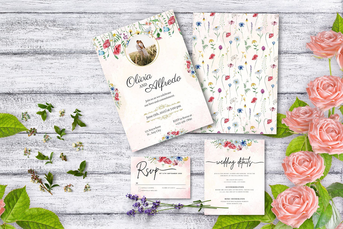 Wildflowers wedding invitation, an Invitation Template by Sania (Photo 1 of 5)