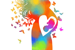 Silhouette of a colored pregnant, a Person Illustration by Nenahliadava Design