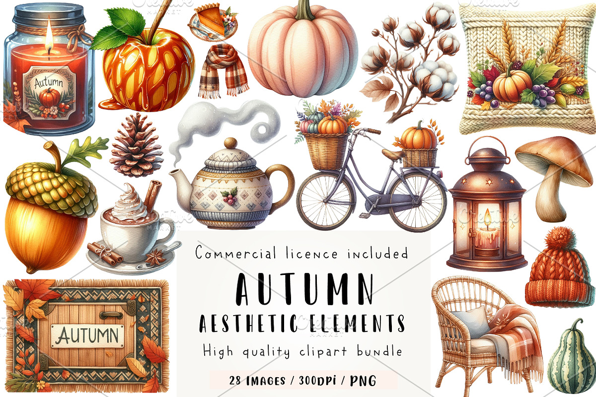 Autumn Aesthetic Elements Clipart, an Illustration by CreationArt (Photo 1 of 4)