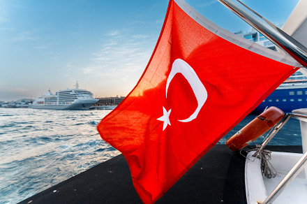 Turkish flag waving on a boat