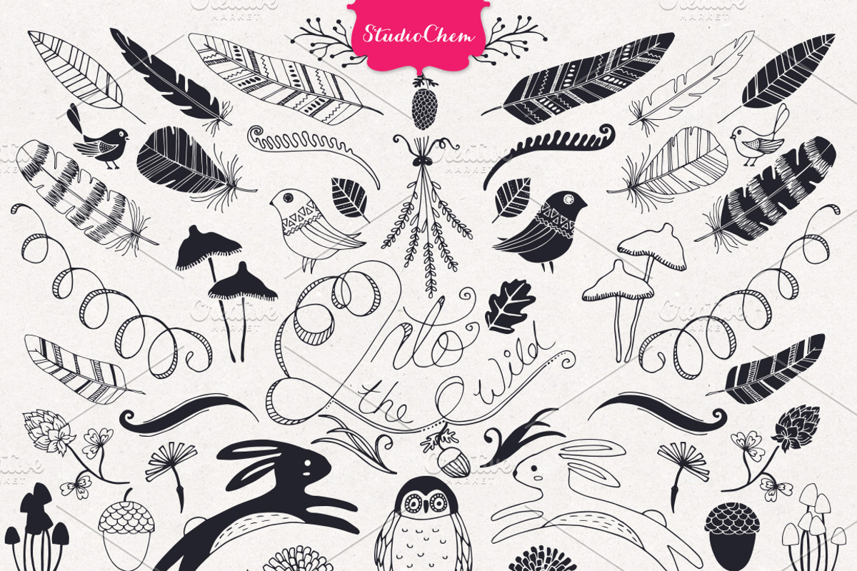 HUGE Hand drawn Nature Pack Elements, an Illustration by StylishDesignMe (Photo 3 of 5)