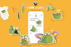 Set Of Cartoon Froggos Sticker Pack