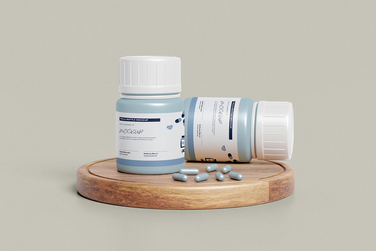 Supplement Pills Bottle Packaging Mo, a Cups & Container Mockup by Pexelcorner (Photo 7 of 9)