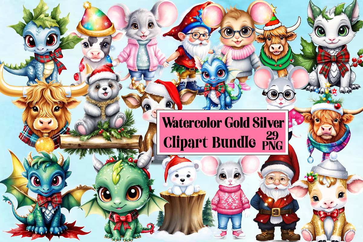 Watercolor Gold silver Clipart Bundl, an Illustration by Wow Magic (Photo 1 of 4)