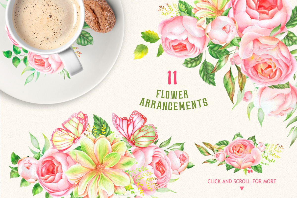 Watercolor Rose Nectar - clipart, an Illustration by LaVika (Photo 3 of 8)
