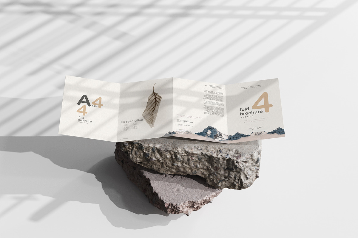A4 Size Four Fold Brochure Mockup, a Print Template by pmvch (Photo 12 of 20)