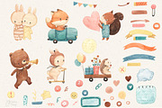 LITTLE FRIENDS Watercolor clipart, an Animal Illustration by OlliArtDesign (Thumbnail 2 of 6)