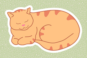 Sleeping Red Tabby Cat Stickers