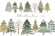 Watercolor Christmas trees, a Decorative Illustration by BrushArtDesigns (Thumbnail 1 of 5)