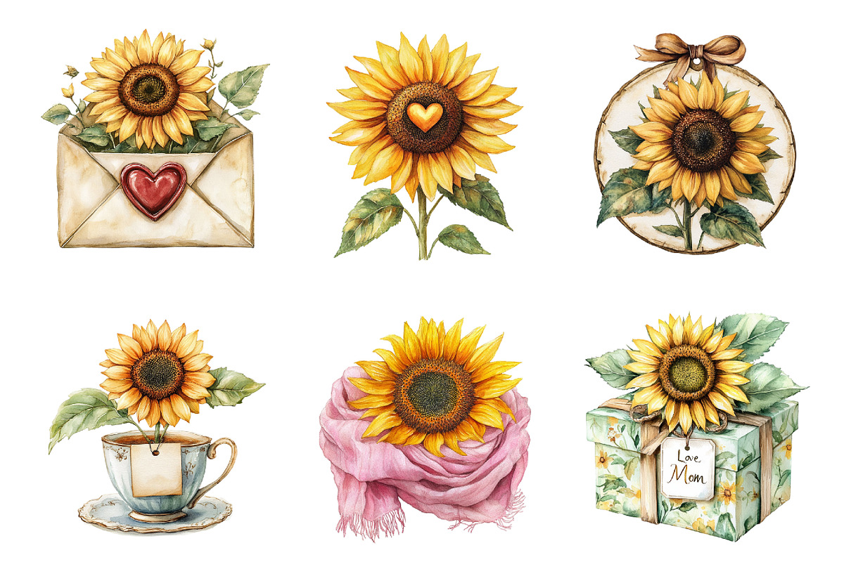 Sunflower Mother's Day Clipart, an Illustration by SinaCreation (Photo 2 of 5)