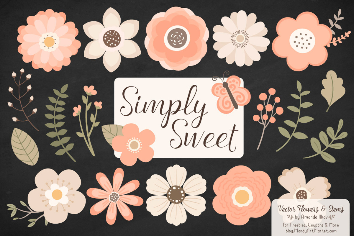Peach Floral Clipart, an Illustration by Amanda Ilkov (Photo 2 of 4)