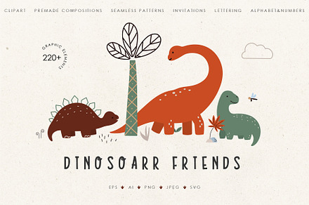 Dinosaur Illustrations & Patterns, an Animal Illustration by AlekseliArt