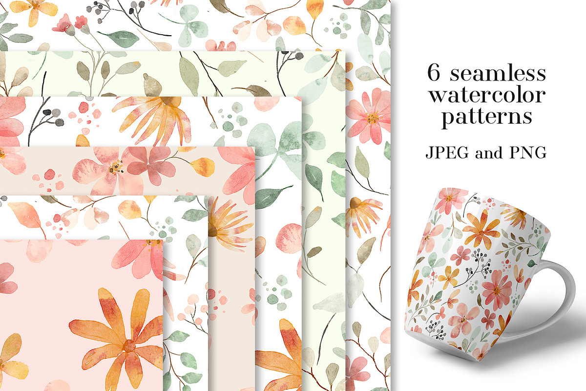 Seamless patterns with wildflowers, a Pattern Graphic by Larisa Maslova (Photo 1 of 3)