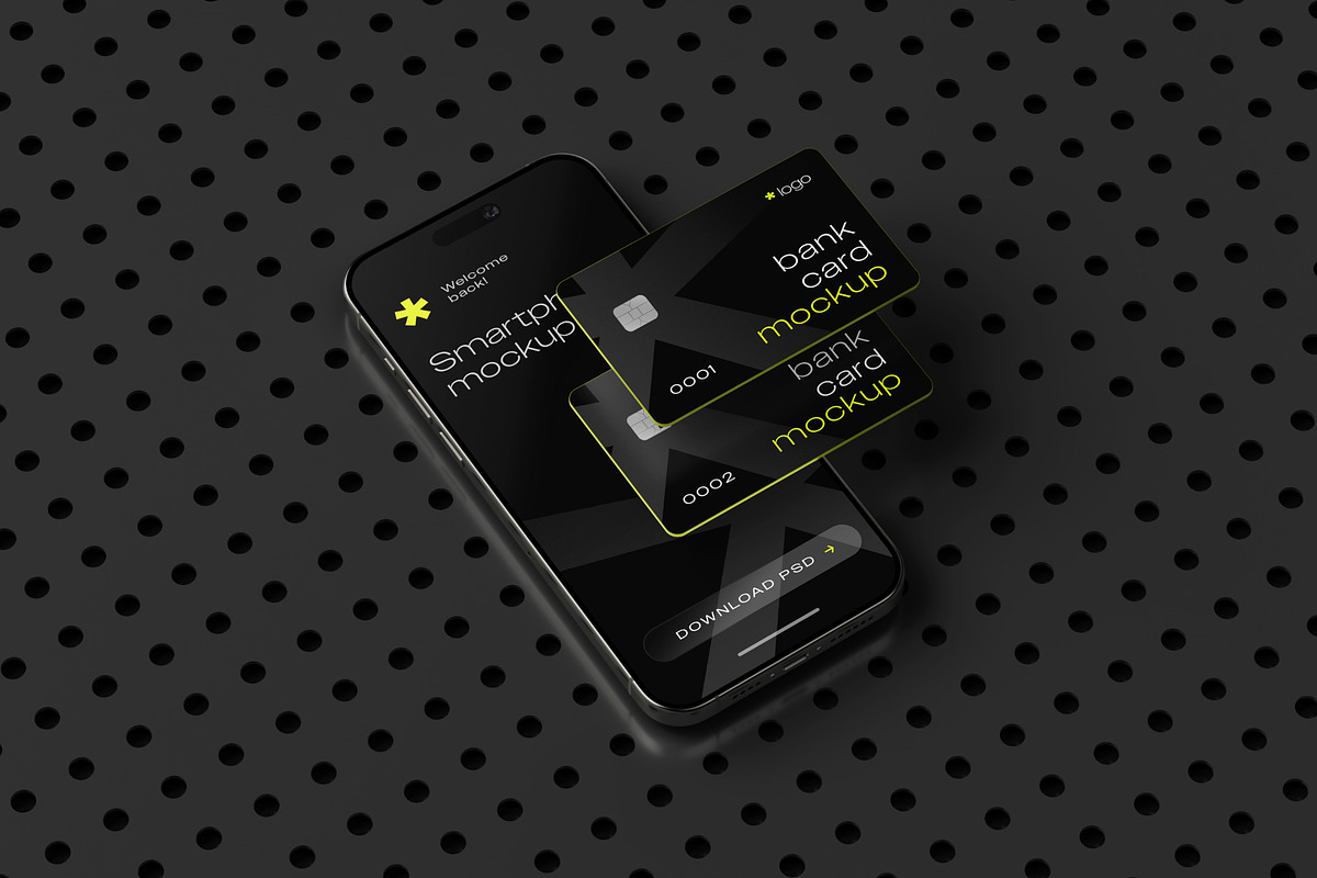 Bank Card with iPhone Mockup Set, an iPhone Mockup by mockupatelier (Photo 6 of 9)