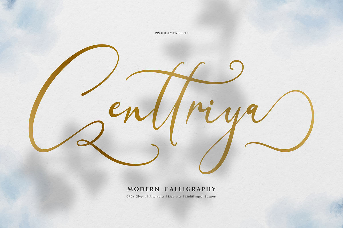 Centtriya | Modern Calligraphy, a Script Font by Denustudios (Photo 1 of 12)