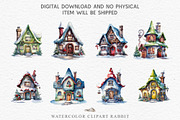Christmas Santa House Winter Clipart, a Seasonal Illustration by Rabbit Heart (Thumbnail 4 of 10)
